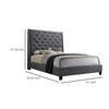 Toer Queen Size Bed | Tall Wingback Headboard | Modern Gray Upholstery