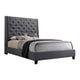 Toer Queen Size Bed | Tall Wingback Headboard | Modern Gray Upholstery
