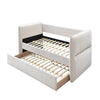 Wemy Daybed w Pull Out Trundle | Modern Ivory Chenille Upholstery BM336449