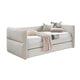Wemy Daybed w Pull Out Trundle | Modern Ivory Chenille Upholstery