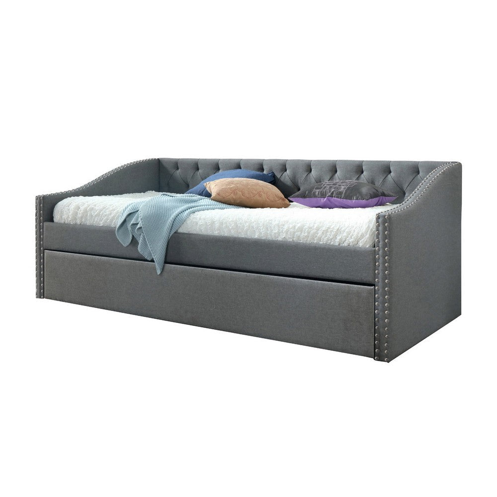 Rely Daybed with Pull Out Trundle | Modern Gray Tufted Upholstery BM336450