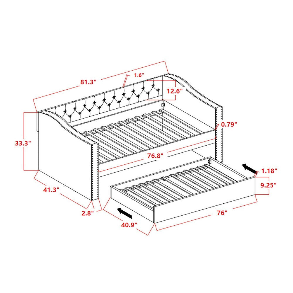 Rely Daybed with Pull Out Trundle | Modern Gray Tufted Upholstery BM336450