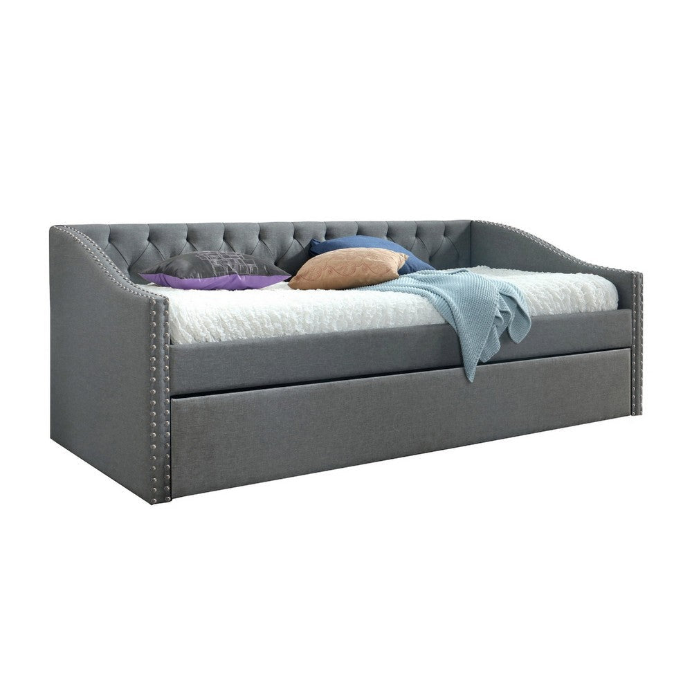 Rely Daybed with Pull Out Trundle | Modern Gray Tufted Upholstery
