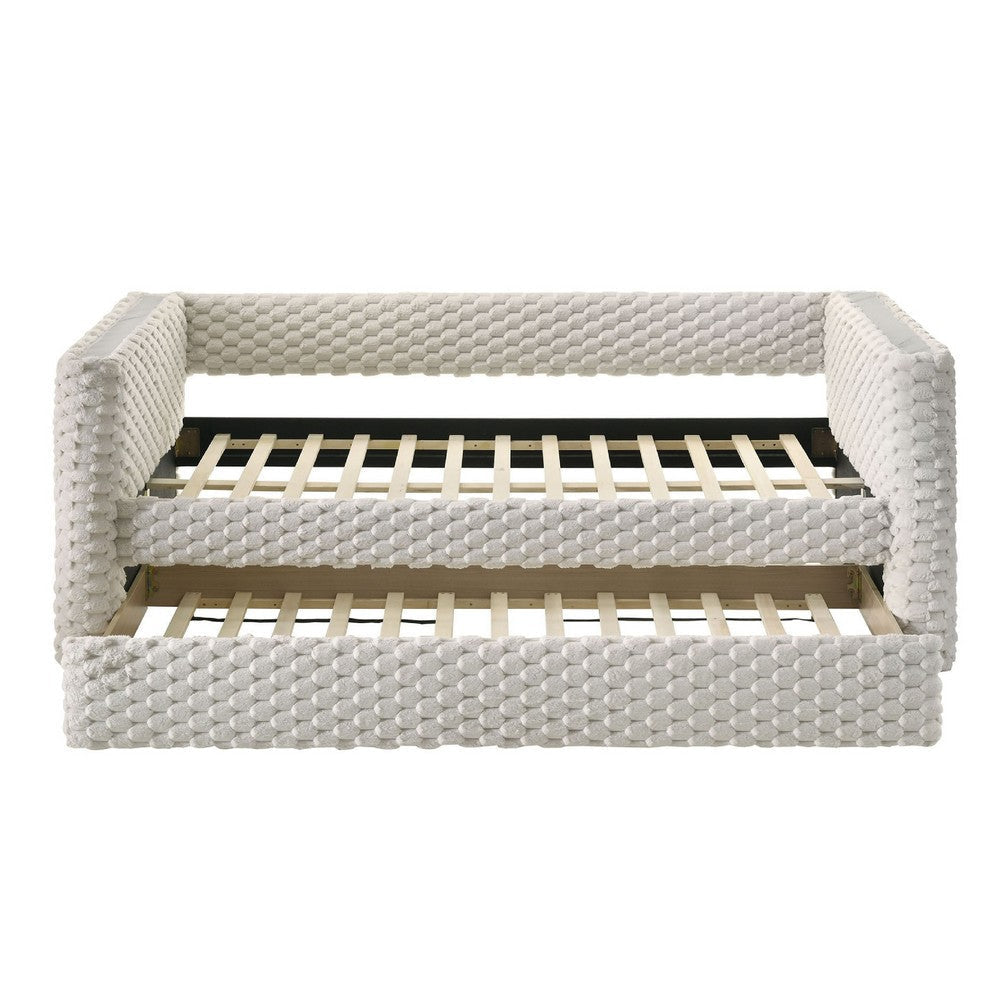 Sely Daybed w Pull Out Trundle | Faux Marble Top | Beige Upholstery BM336451