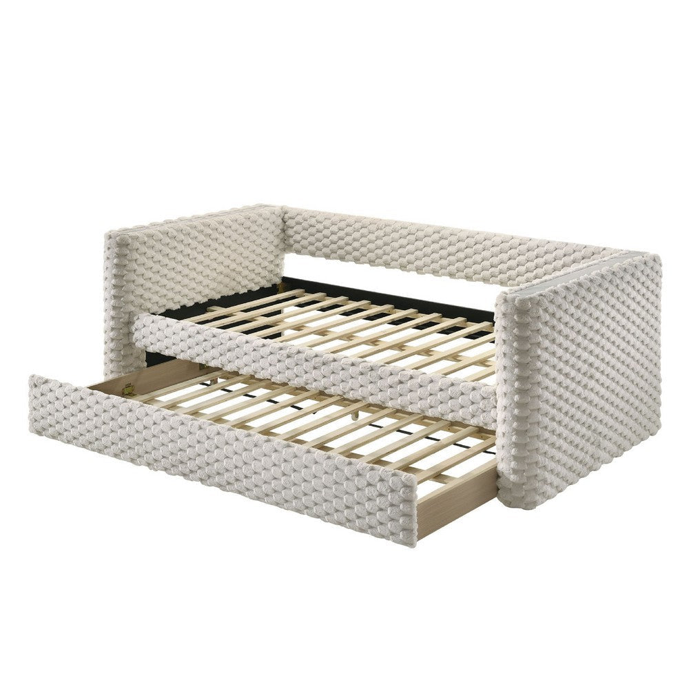 Sely Daybed w Pull Out Trundle | Faux Marble Top | Beige Upholstery BM336451