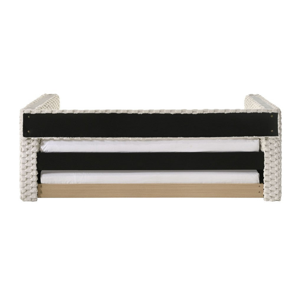 Sely Daybed w Pull Out Trundle | Faux Marble Top | Beige Upholstery BM336451