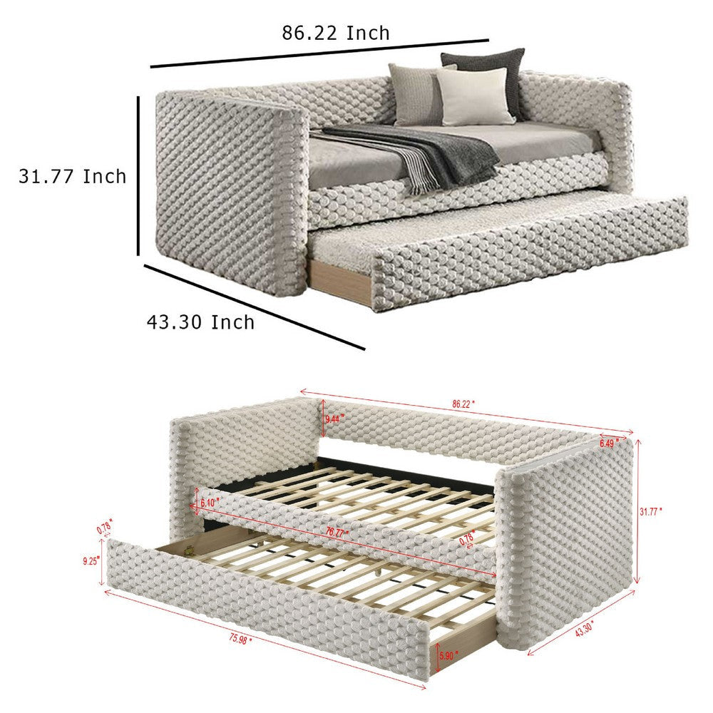 Sely Daybed w Pull Out Trundle | Faux Marble Top | Beige Upholstery BM336451