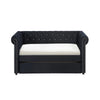 Loe Daybed w Pull Out Trundle | Chesterfield Black Velvet Upholstery