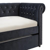 Loe Daybed w Pull Out Trundle | Chesterfield Black Velvet Upholstery