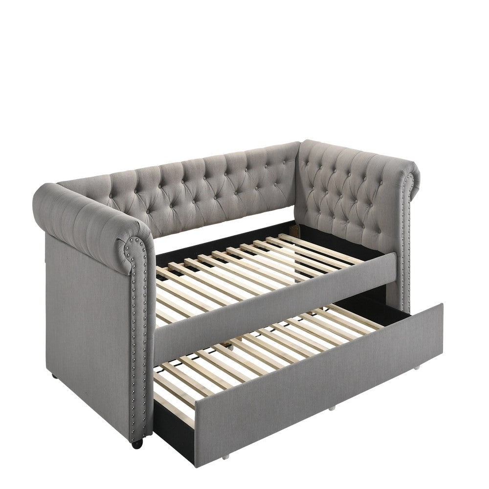 Loe Daybed w Pull Out Trundle | Chesterfield Dove Gray Upholstery