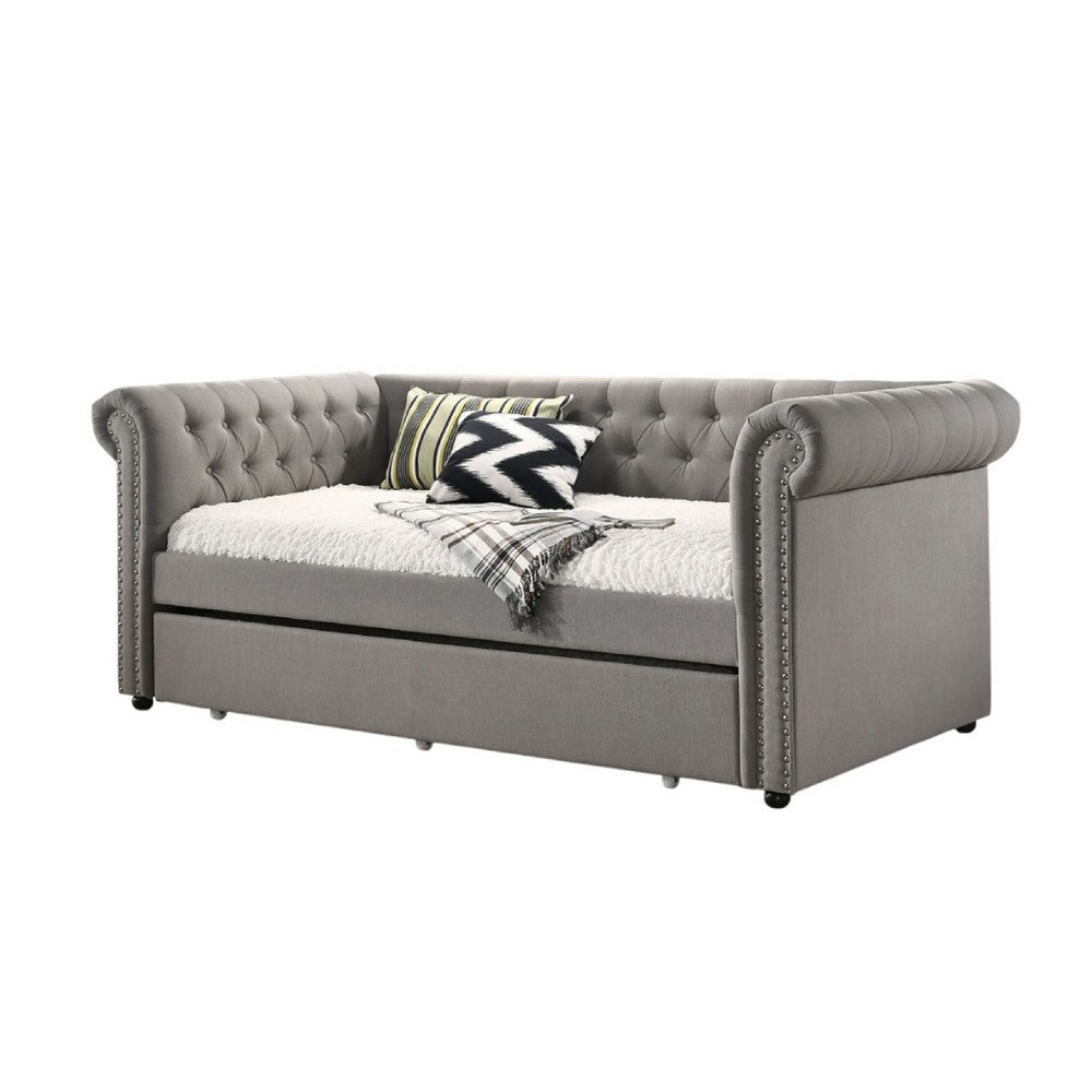 Loe Daybed w Pull Out Trundle | Chesterfield Dove Gray Upholstery