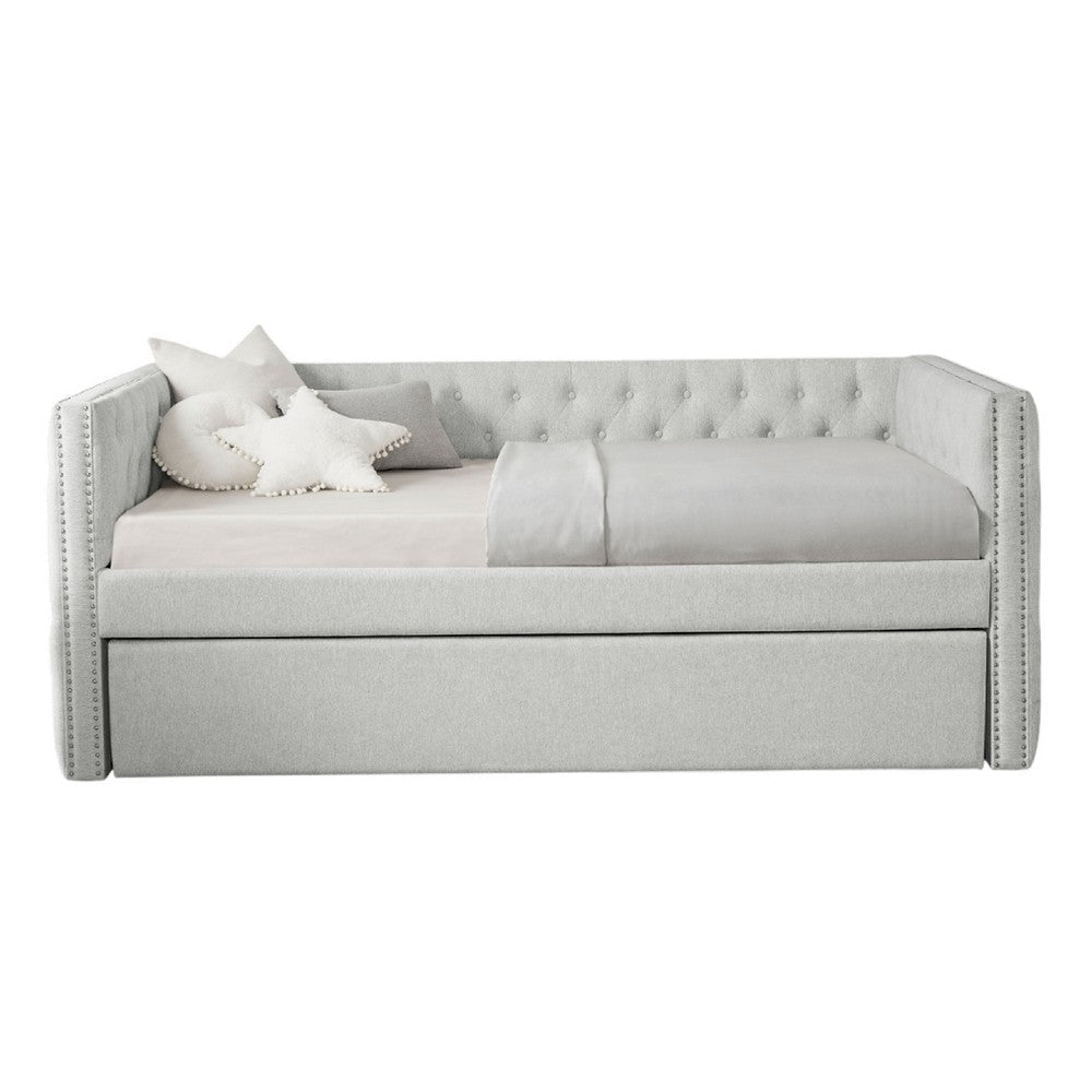 Lem Daybed w Pull Out Trundle | Chesterfield Dove Gray Upholstery