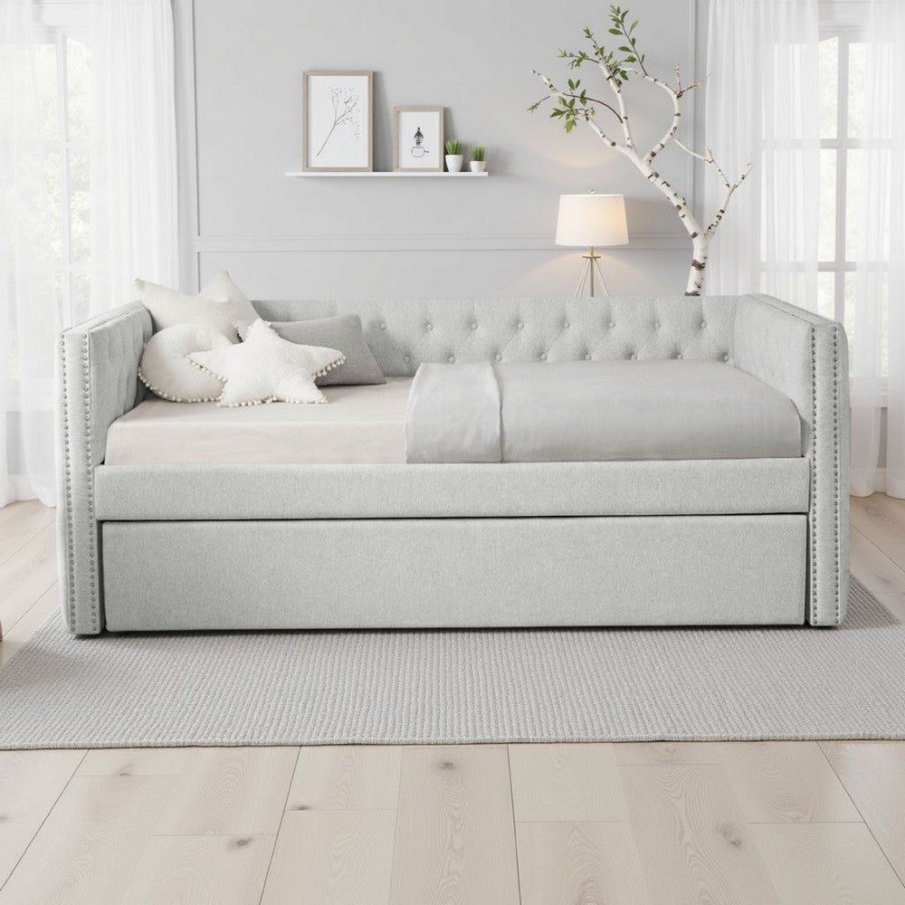 Lem Daybed w Pull Out Trundle | Chesterfield Dove Gray Upholstery