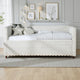 Lya Daybed w Pull Out Trundle | Textured Tufted White Dove Upholstery