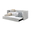 Keya Daybed w Pull Out Trundle | Channel Tufted Light Gray Upholstery BM336457