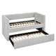 Keya Daybed w Pull Out Trundle | Channel Tufted Light Gray Upholstery BM336457