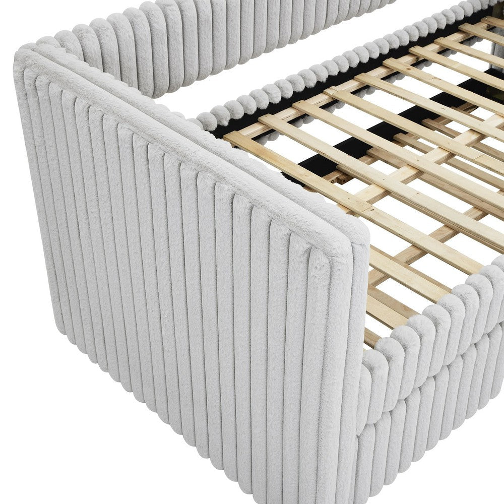Keya Daybed w Pull Out Trundle | Channel Tufted Light Gray Upholstery BM336457
