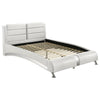 Zor 4 Piece Queen Bedroom Set | White Faux Leather | Chrome Accents