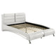 Zor 4 Piece Queen Bedroom Set | White Faux Leather | Chrome Accents