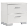 Zor 4 Piece Queen Bedroom Set | White Faux Leather | Chrome Accents