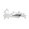 Zor 4 Piece Queen Bedroom Set | White Faux Leather | Chrome Accents