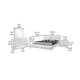 Zor 4 Piece Queen Bedroom Set | White Faux Leather | Chrome Accents
