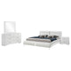 Zor 4 Piece Queen Bedroom Set | White Faux Leather | Chrome Accents