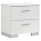 Zor 5 Piece Queen Bedroom Set | White Faux Leather | Chrome Accents