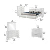 Zor 5 Piece Queen Bedroom Set | White Faux Leather | Chrome Accents