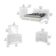 Zor 5 Piece Queen Bedroom Set | White Faux Leather | Chrome Accents