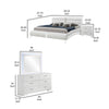 Zor 4pc Queen Size Bedroom Set | White Faux Leather and LED Mirror