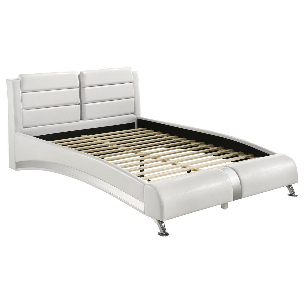 Zor 5pc Queen Size Bedroom Set | White Faux Leather and LED Mirror