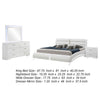 Zor 4pc King Size Bedroom Set | White Faux Leather and LED Mirror