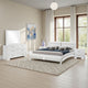 Zor 4pc King Size Bedroom Set | White Faux Leather and LED Mirror