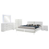 Zor 5pc King Size Bedroom Set | White Faux Leather and LED Mirror