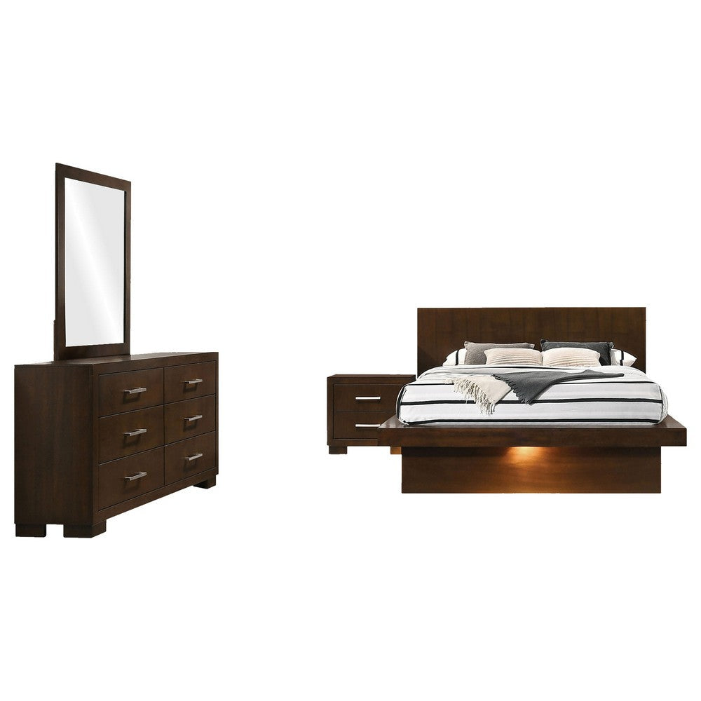 Bela 4 Piece Queen Bedroom Set | LED Underlight | Dark Brown Wood