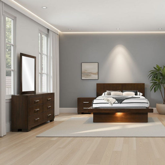 Bela 4 Piece Queen Bedroom Set | LED Underlight | Dark Brown Wood