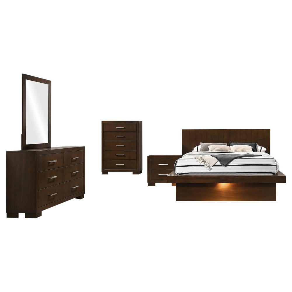 Bela 5 Piece Queen Bedroom Set | LED Underlight | Dark Brown Wood