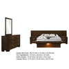Bela 5 Piece Wall Panel Queen Bedroom Set | LED Underlight Dark Brown