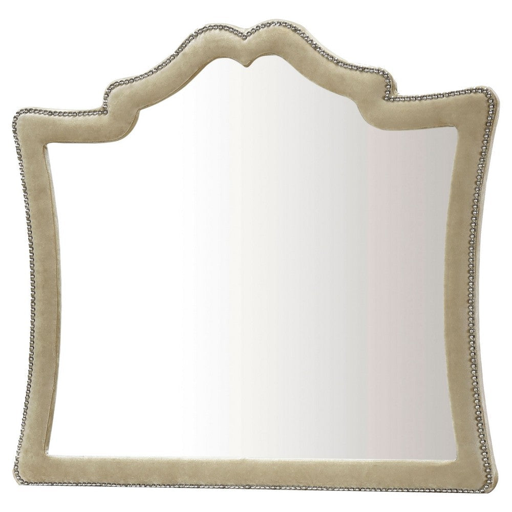 Lino 5 Piece Queen Bedroom Set | Classic Ivory White Velvet Upholstery