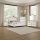 Lino 5 Piece Queen Bedroom Set | Classic Ivory White Velvet Upholstery