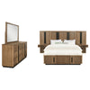 Reon 5pc Queen Storage Bedroom Set | Black Ash Brown Fluted Wall Panel
