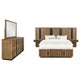 Reon 5pc Queen Storage Bedroom Set | Black Ash Brown Fluted Wall Panel