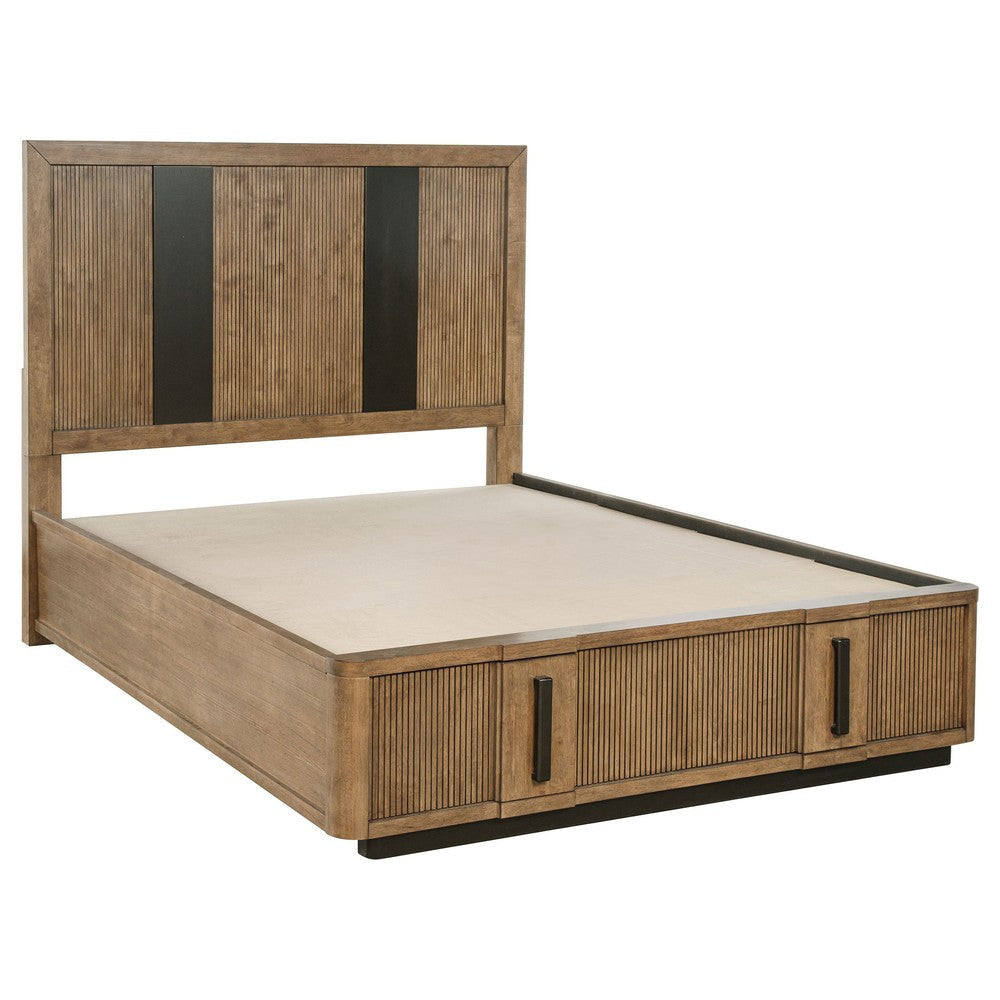 Reon 5pc Queen Bedroom Set with Storage | Ash Brown Fluted Panel BM336510