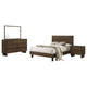 Genu 4pc Queen Size Bedroom Set | Modern Warm Brown Rubberwood