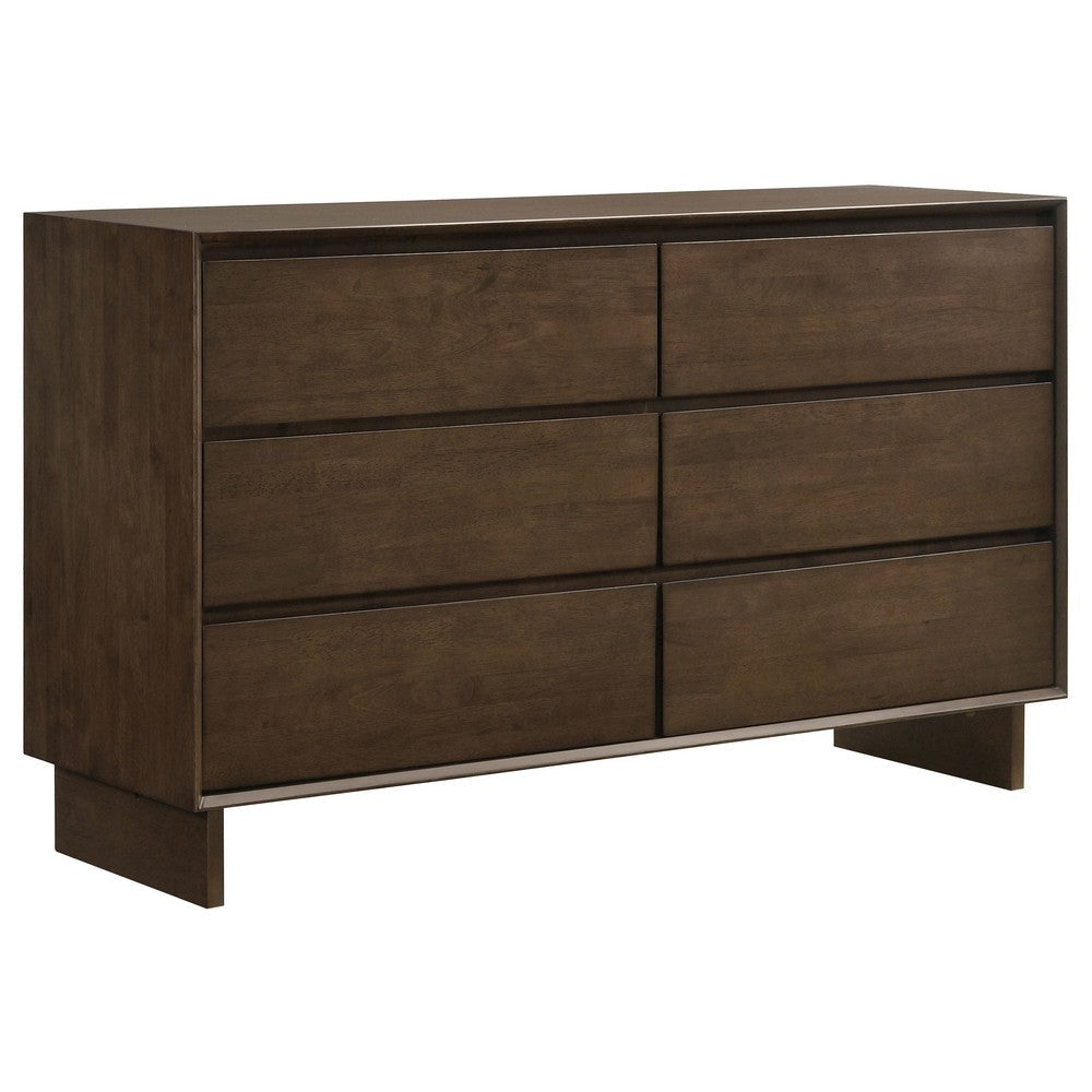 Genu 5pc Queen Size Bedroom Set | Modern Warm Brown Rubberwood