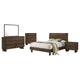 Genu 5pc Queen Size Bedroom Set | Modern Warm Brown Rubberwood