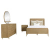 Fij 4pc Queen Bedroom Set w Round Dresser Mirror | Sand Brown | Rattan