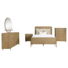 Fij 5pc Queen Bedroom Set w Round Dresser Mirror | Sand Brown | Rattan