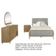 Fij 4pc Queen Bedroom Set | Dresser Mirror | Sand Brown | Gray Fabric